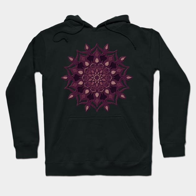 Burgundy Colour shine Mandala Hoodie by Adele